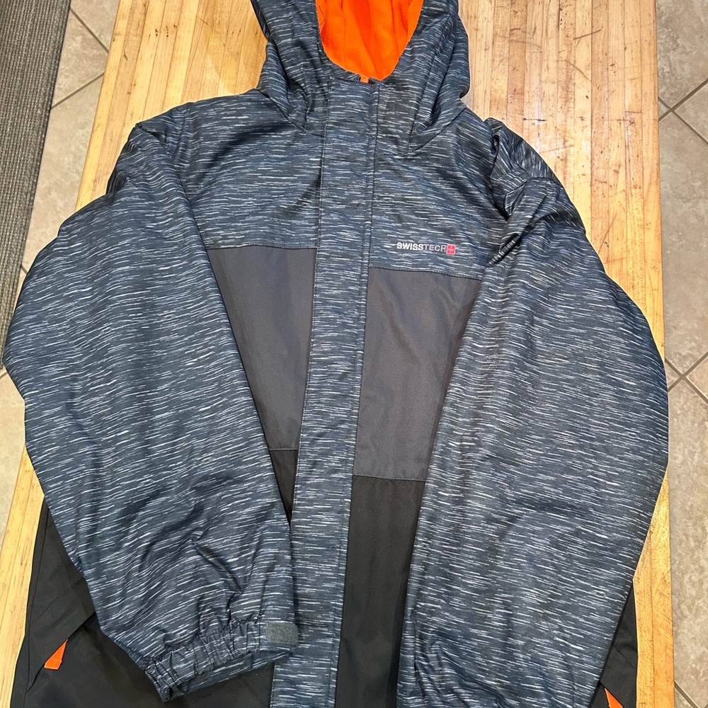 SWISS TECH Tween Gray and Black Jacket with Orange Accents